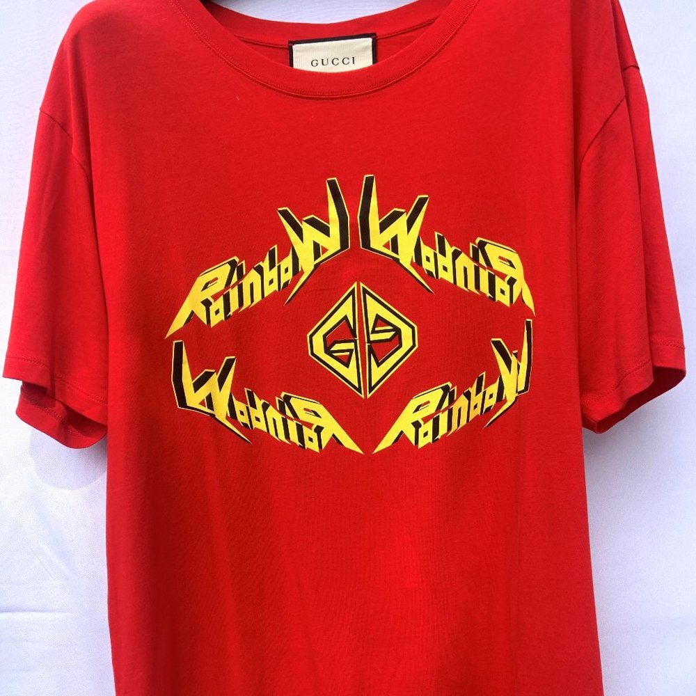 New  Men's Gucci Cotton Jersey T-Shirt Heavy Metal "Rainbow Warrior"    XL
